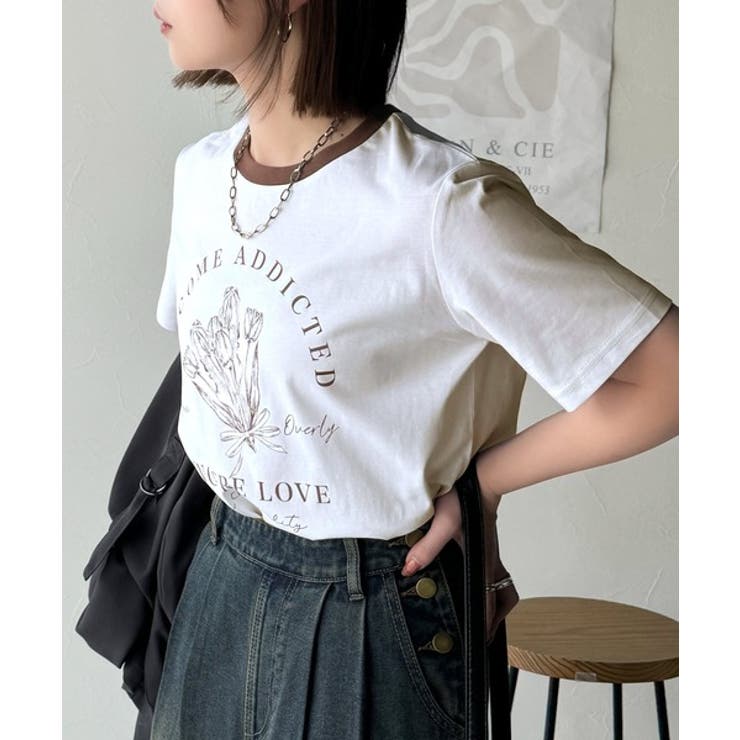 トレンドのディテールが魅力。シルケットフラワーカーブロゴリンガー半袖Tシャツ | Classical Elf  | 詳細画像24 