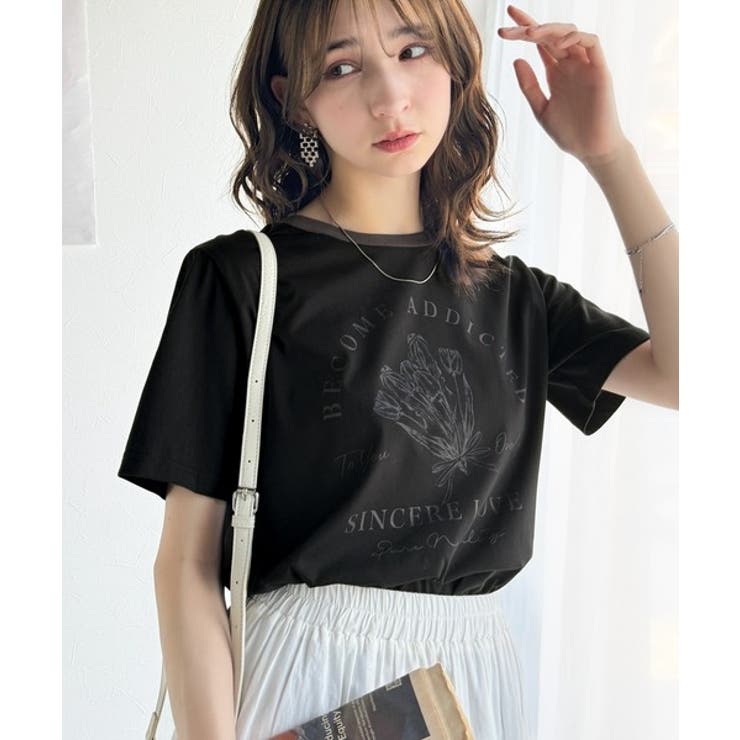 トレンドのディテールが魅力。シルケットフラワーカーブロゴリンガー半袖Tシャツ | Classical Elf  | 詳細画像26 