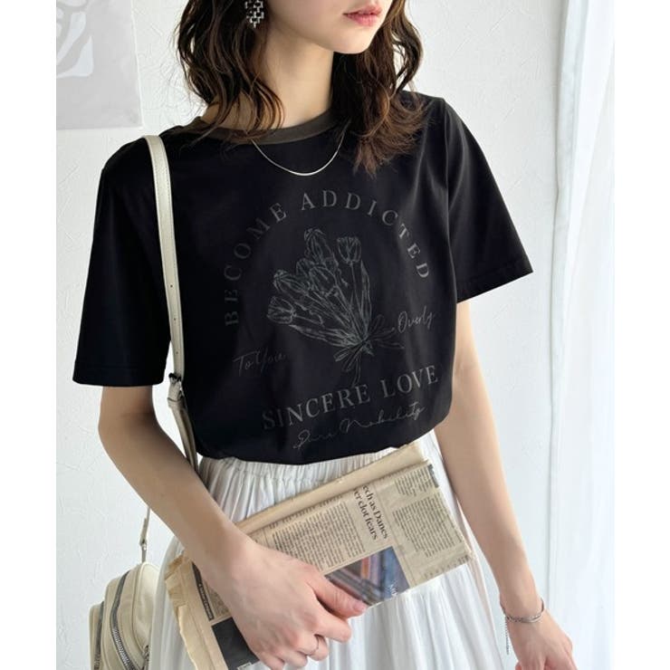 トレンドのディテールが魅力。シルケットフラワーカーブロゴリンガー半袖Tシャツ | Classical Elf  | 詳細画像28 