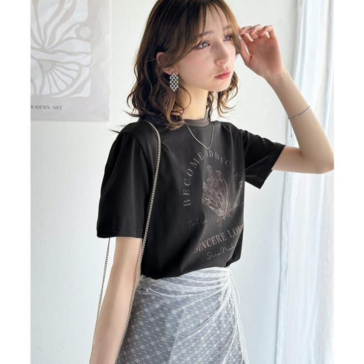 トレンドのディテールが魅力。シルケットフラワーカーブロゴリンガー半袖Tシャツ | Classical Elf  | 詳細画像29 