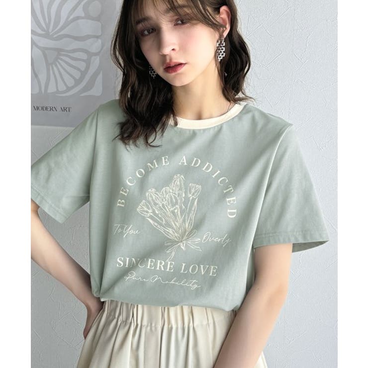 トレンドのディテールが魅力。シルケットフラワーカーブロゴリンガー半袖Tシャツ | Classical Elf  | 詳細画像34 