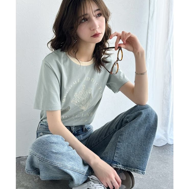 トレンドのディテールが魅力。シルケットフラワーカーブロゴリンガー半袖Tシャツ | Classical Elf  | 詳細画像38 