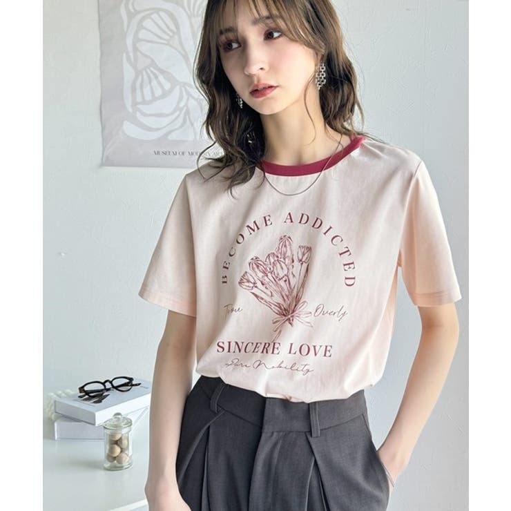 トレンドのディテールが魅力。シルケットフラワーカーブロゴリンガー半袖Tシャツ | Classical Elf  | 詳細画像41 