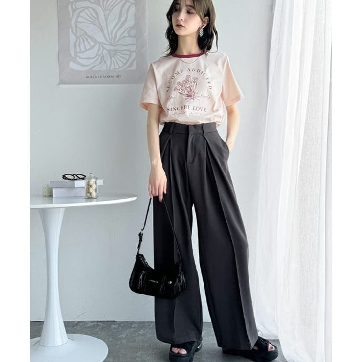 トレンドのディテールが魅力。シルケットフラワーカーブロゴリンガー半袖Tシャツ | Classical Elf  | 詳細画像43 