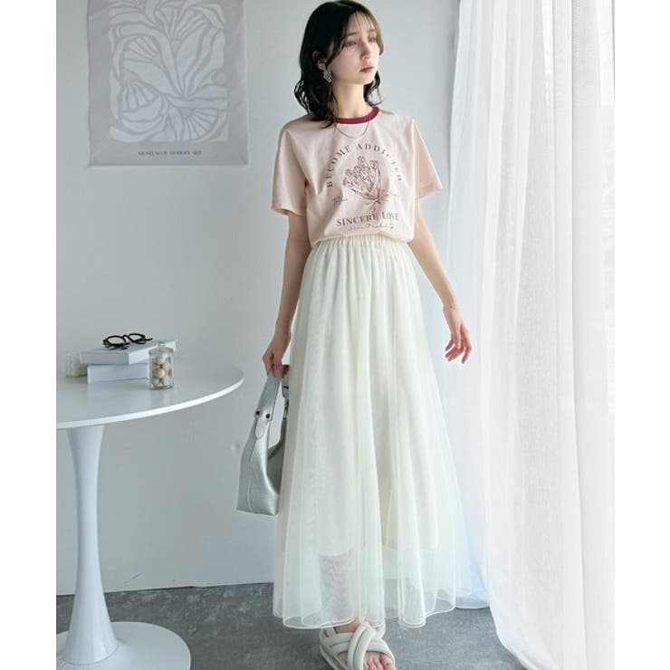 トレンドのディテールが魅力。シルケットフラワーカーブロゴリンガー半袖Tシャツ | Classical Elf  | 詳細画像48 