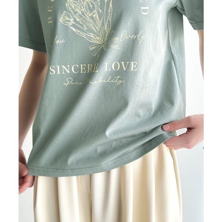 トレンドのディテールが魅力。シルケットフラワーカーブロゴリンガー半袖Tシャツ | Classical Elf  | 詳細画像50 