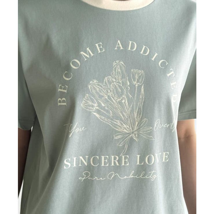 トレンドのディテールが魅力。シルケットフラワーカーブロゴリンガー半袖Tシャツ | Classical Elf  | 詳細画像51 