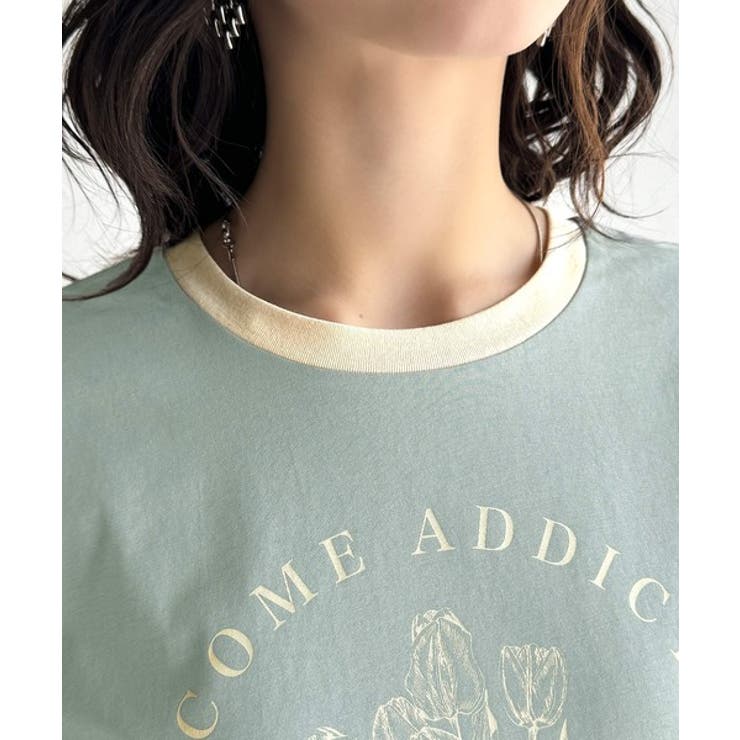 トレンドのディテールが魅力。シルケットフラワーカーブロゴリンガー半袖Tシャツ | Classical Elf  | 詳細画像52 