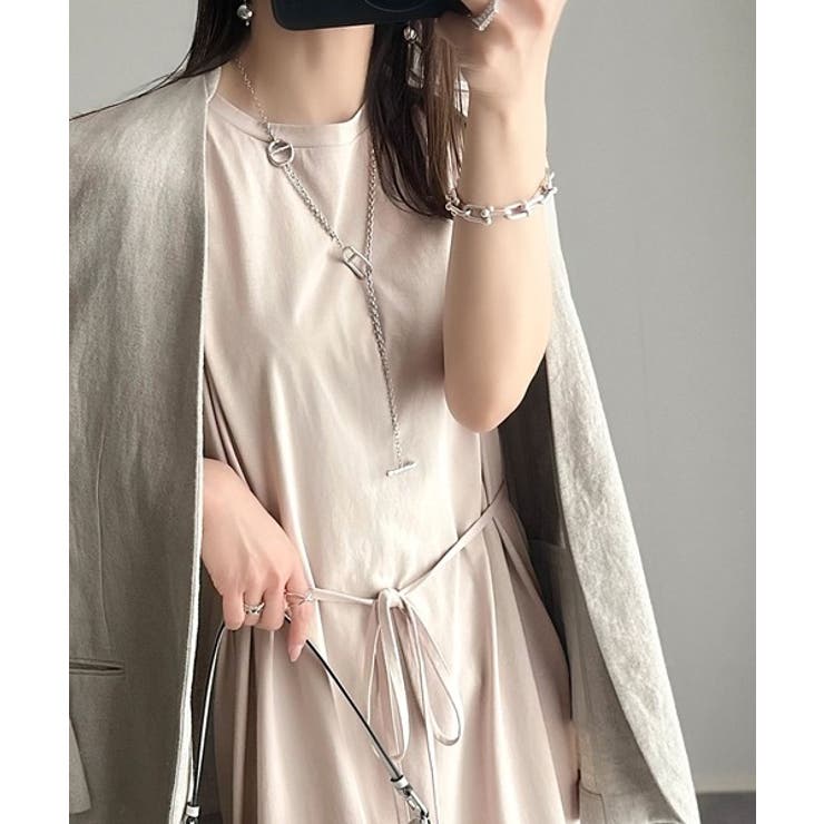 【美品】TREFLE＋1 前後2wayワンピース 品よく映える！前後2wayシルケットファスナー使いワンピース