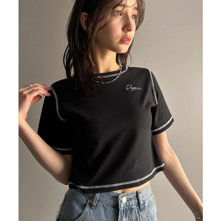 1枚で今っぽデザイン♪PAEAN刺繍配色ステッチチビTシャツ（半袖） | Classical Elf  | 詳細画像15 