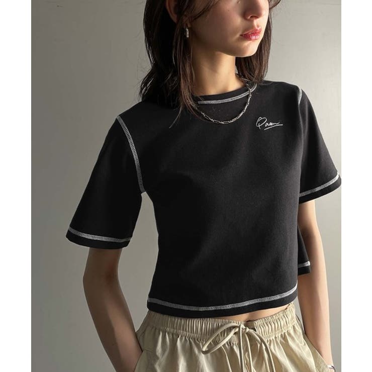 1枚で今っぽデザイン♪PAEAN刺繍配色ステッチチビTシャツ（半袖） | Classical Elf  | 詳細画像18 