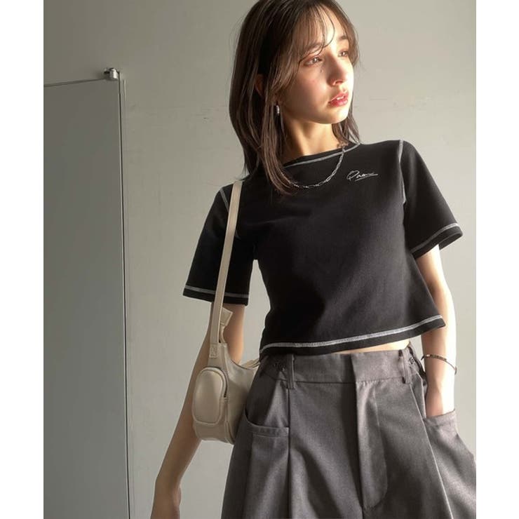 1枚で今っぽデザイン♪PAEAN刺繍配色ステッチチビTシャツ（半袖） | Classical Elf  | 詳細画像23 