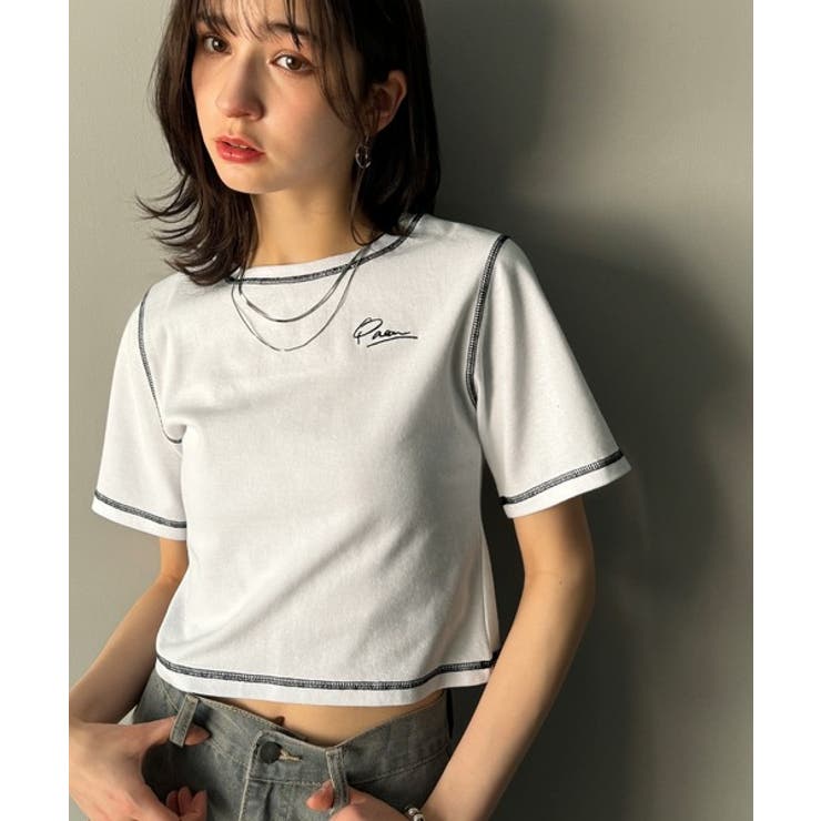 1枚で今っぽデザイン♪PAEAN刺繍配色ステッチチビTシャツ（半袖） | Classical Elf  | 詳細画像3 