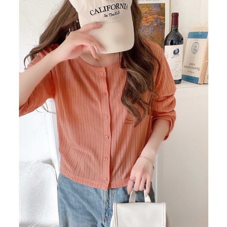 シアー素材と明るいカラーリングが軽やかな印象。2wayクルーネックシアーリブカー… | Classical Elf  | 詳細画像37 