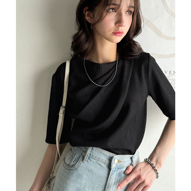 女性らしさ格上げ。ハーフスリーブアシメドレープカットソー | Classical Elf  | 詳細画像8 