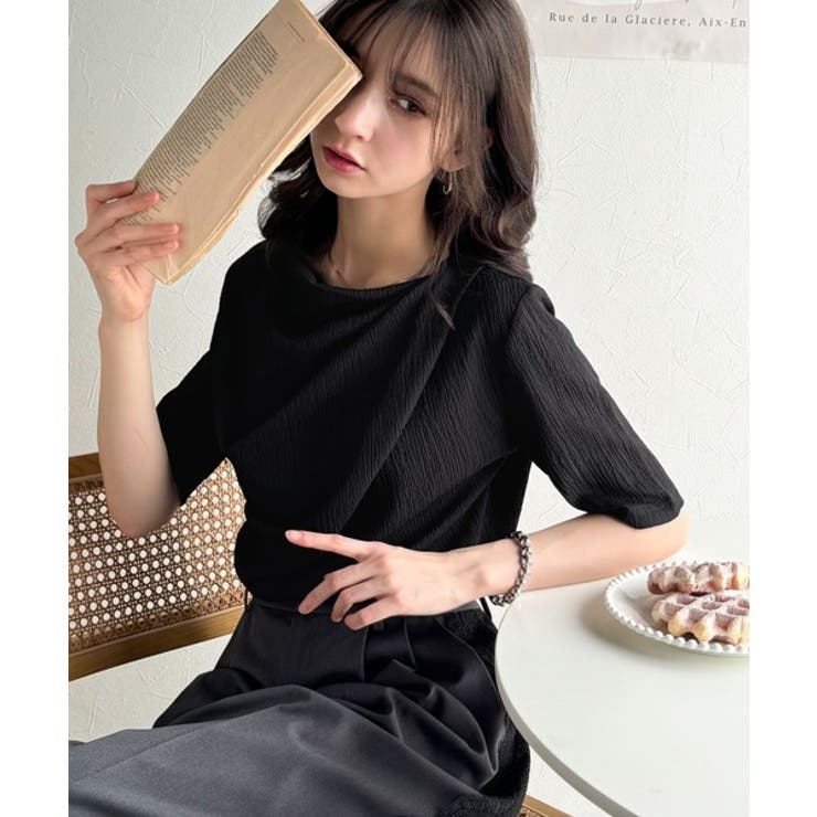 女性らしさ格上げ。ハーフスリーブアシメドレープカットソー | Classical Elf  | 詳細画像9 