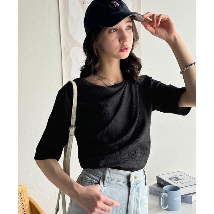 女性らしさ格上げ。ハーフスリーブアシメドレープカットソー | Classical Elf  | 詳細画像11 