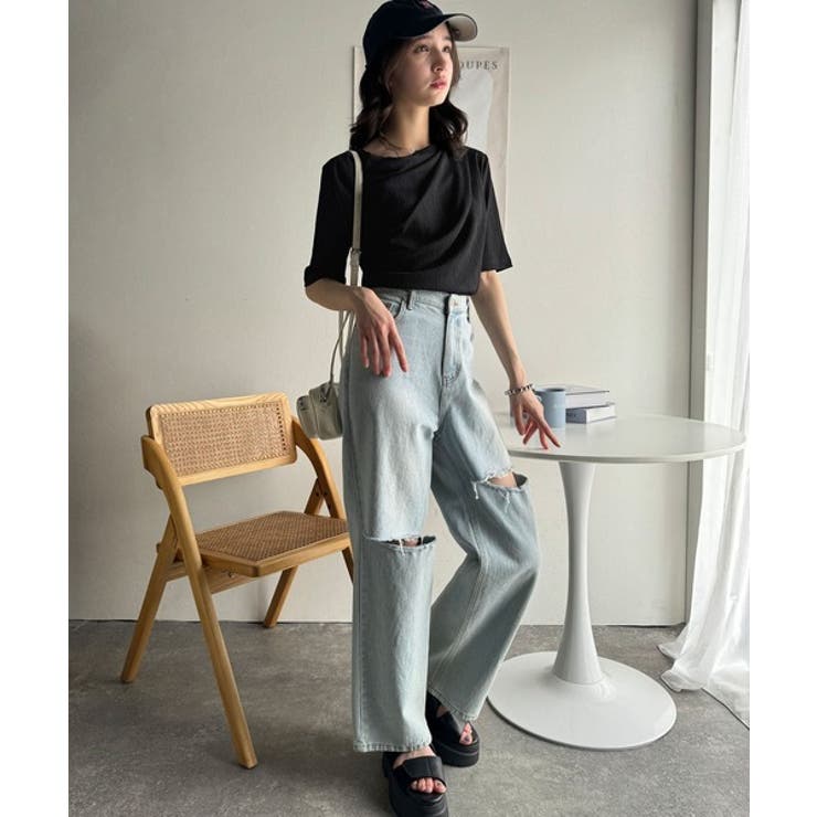 女性らしさ格上げ。ハーフスリーブアシメドレープカットソー | Classical Elf  | 詳細画像12 