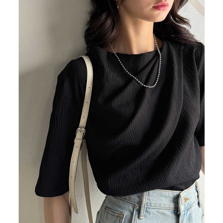 女性らしさ格上げ。ハーフスリーブアシメドレープカットソー | Classical Elf  | 詳細画像13 