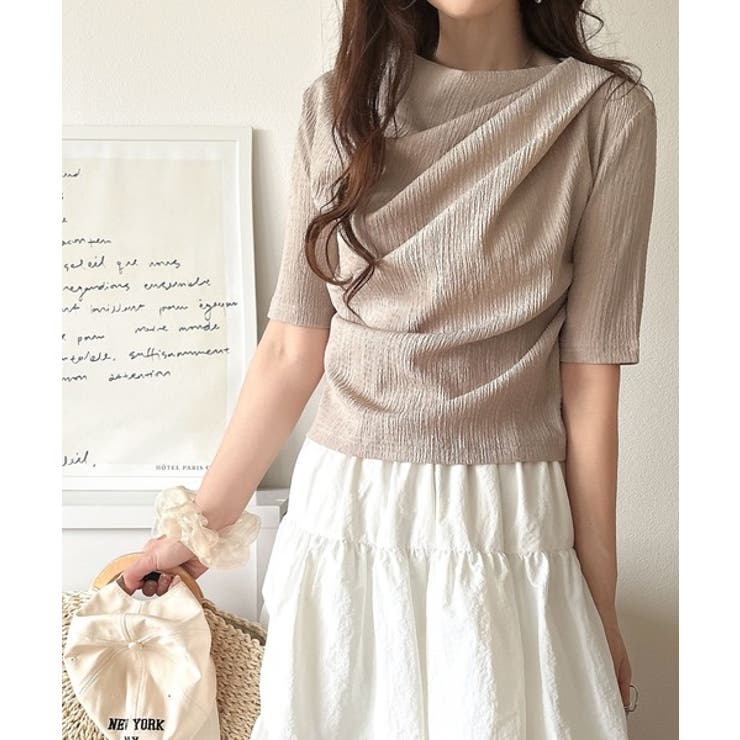 女性らしさ格上げ。ハーフスリーブアシメドレープカットソー | Classical Elf  | 詳細画像28 