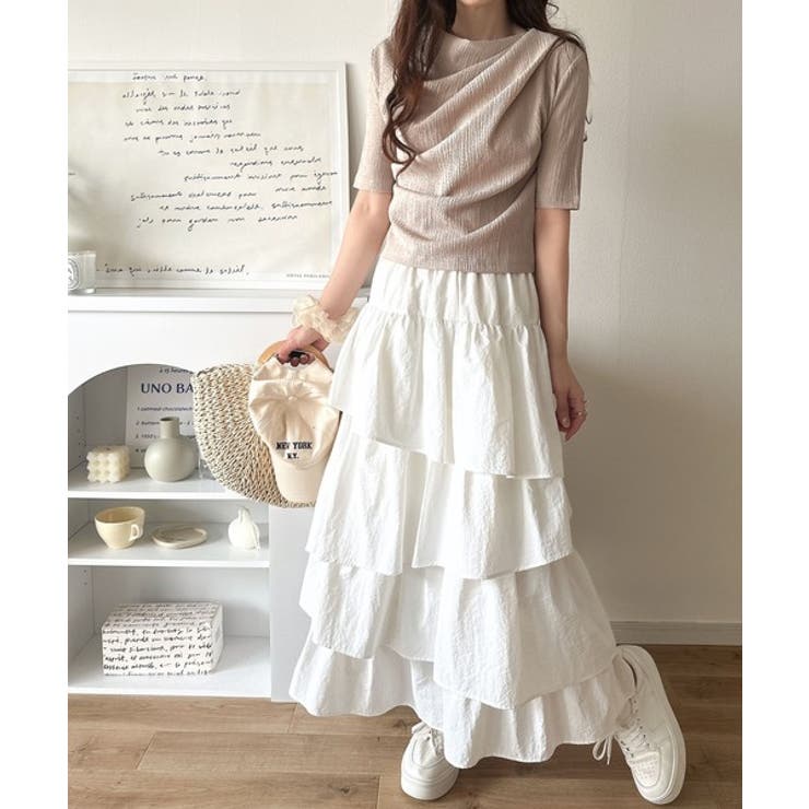 女性らしさ格上げ。ハーフスリーブアシメドレープカットソー | Classical Elf  | 詳細画像29 