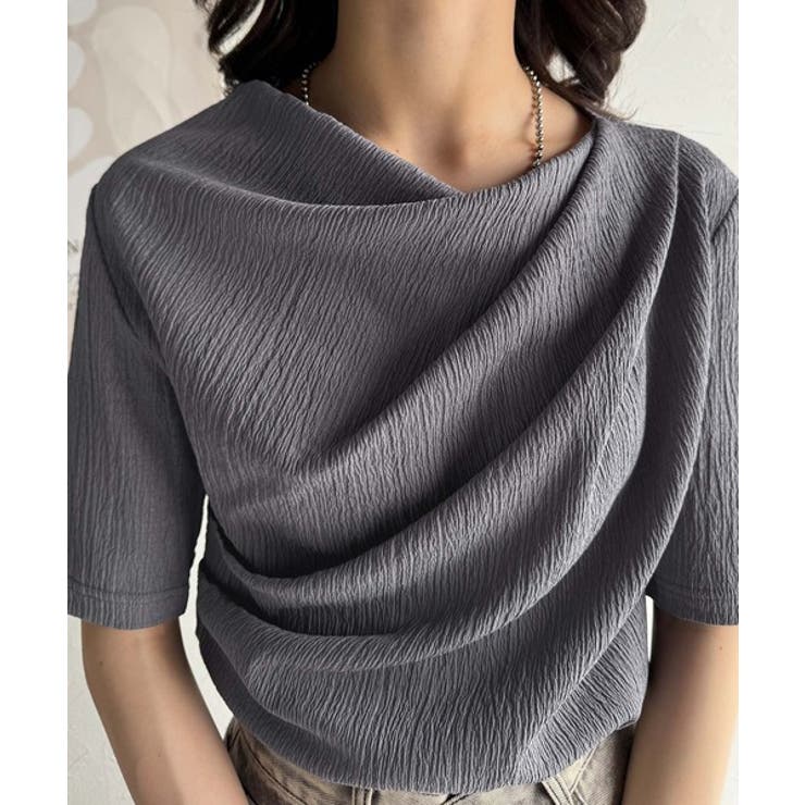 女性らしさ格上げ。ハーフスリーブアシメドレープカットソー | Classical Elf  | 詳細画像33 