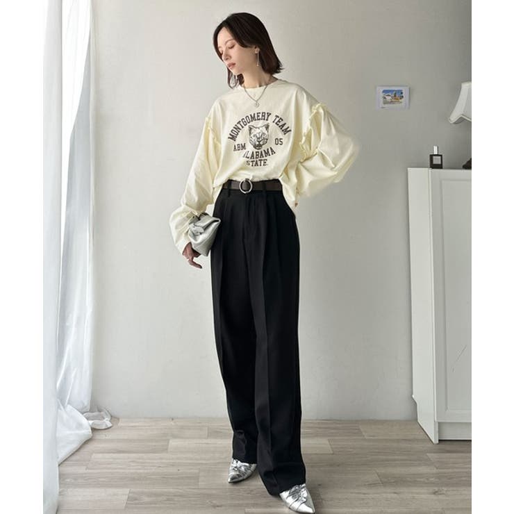 レディなヴィンテージスタイル。綿100％カレッジピグメント袖フリルTシャツ | Classical Elf  | 詳細画像21 