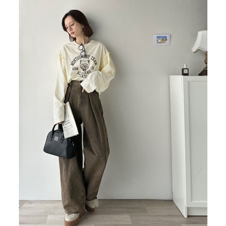 レディなヴィンテージスタイル。綿100％カレッジピグメント袖フリルTシャツ | Classical Elf  | 詳細画像31 