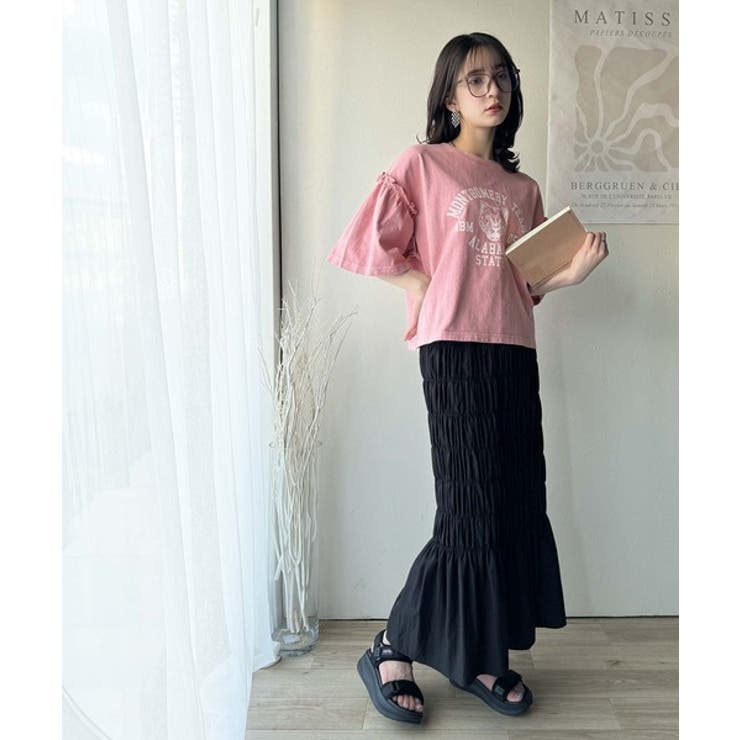 レディなヴィンテージスタイル。綿100％カレッジピグメント袖フリルTシャツ | Classical Elf  | 詳細画像38 