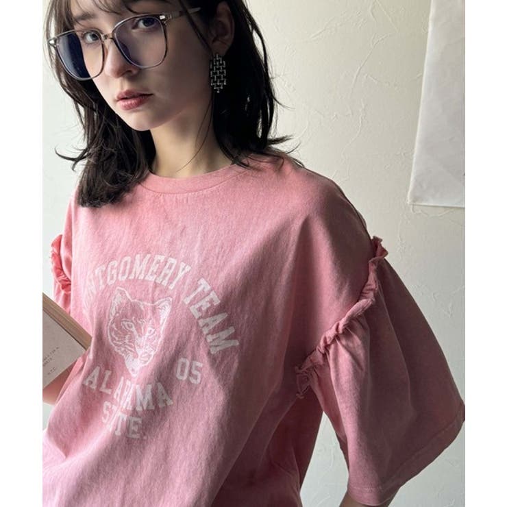 レディなヴィンテージスタイル。綿100％カレッジピグメント袖フリルTシャツ | Classical Elf  | 詳細画像39 