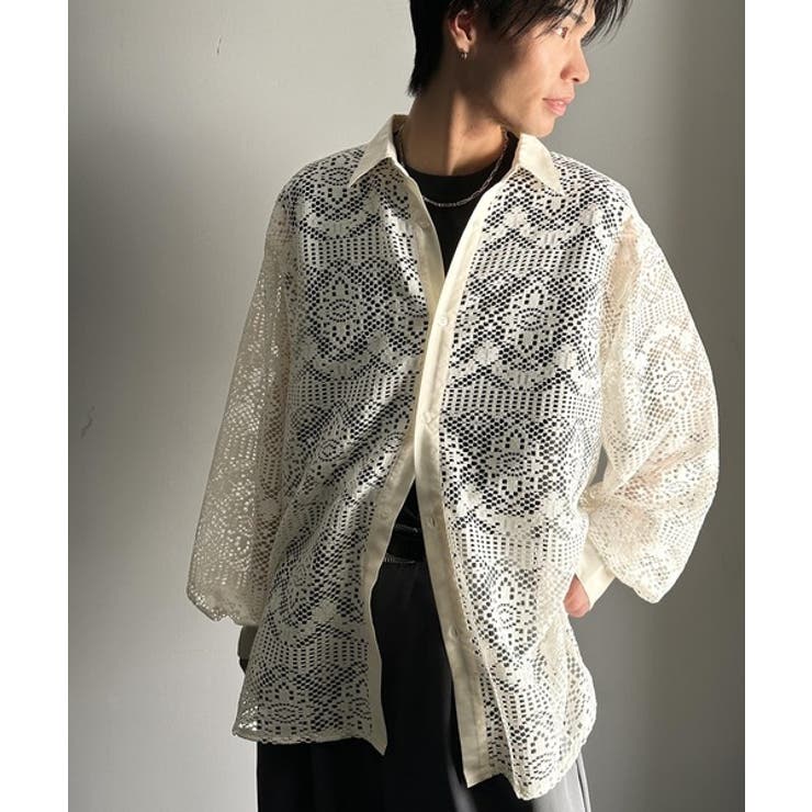 上品な透け感×大人カジュアル。レースオーバーサイズシャツブラウス（長袖） | Classical Elf  | 詳細画像10 