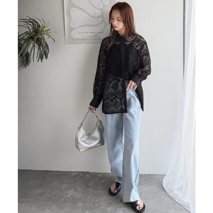 上品な透け感×大人カジュアル。レースオーバーサイズシャツブラウス（長袖） | Classical Elf  | 詳細画像20 