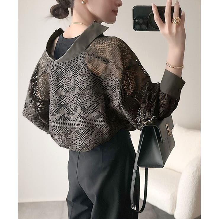 鍵柄 ブラック 長袖ブラウス サイズ36