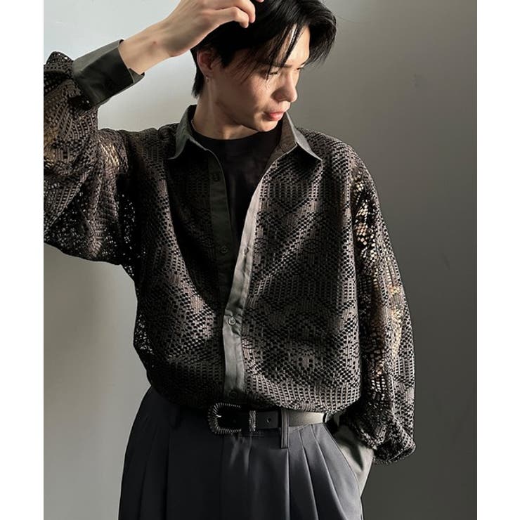 上品な透け感×大人カジュアル。レースオーバーサイズシャツブラウス（長袖） | Classical Elf  | 詳細画像34 