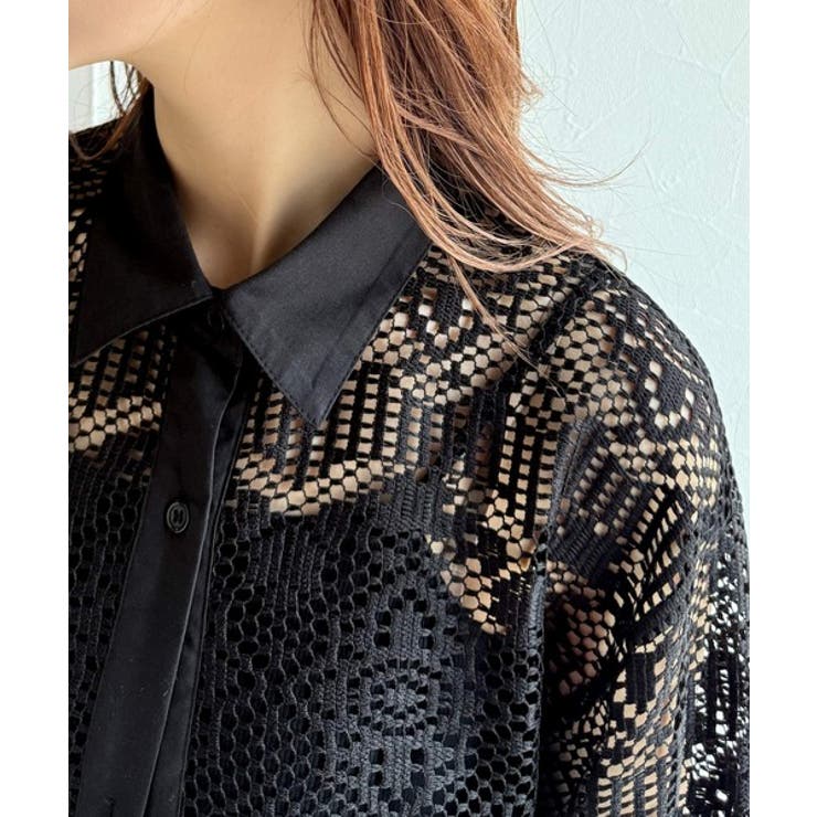 上品な透け感×大人カジュアル。レースオーバーサイズシャツブラウス（長袖） | Classical Elf  | 詳細画像35 