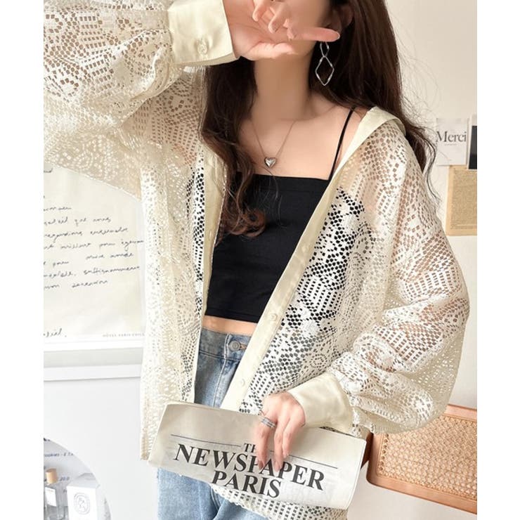 上品な透け感×大人カジュアル。レースオーバーサイズシャツブラウス（長袖） | Classical Elf  | 詳細画像6 