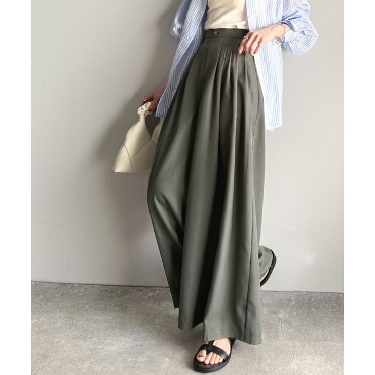 チャコール | センスが光る。綺麗め5タックワイドパンツ | Classical Elf 