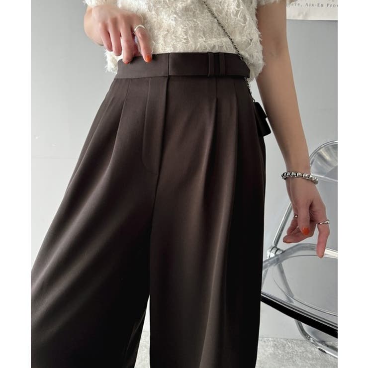 穿くだけで即キレイ見え。サイドベルトデザイン3タックストレッチスラックスパンツ | Classical Elf  | 詳細画像38 