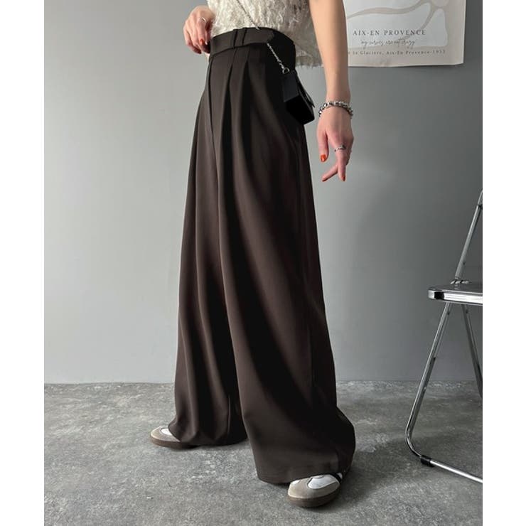 穿くだけで即キレイ見え。サイドベルトデザイン3タックストレッチスラックスパンツ | Classical Elf  | 詳細画像40 