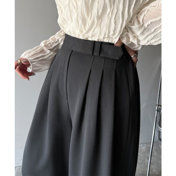 穿くだけで即キレイ見え。サイドベルトデザイン3タックストレッチスラックスパンツ | Classical Elf  | 詳細画像42 
