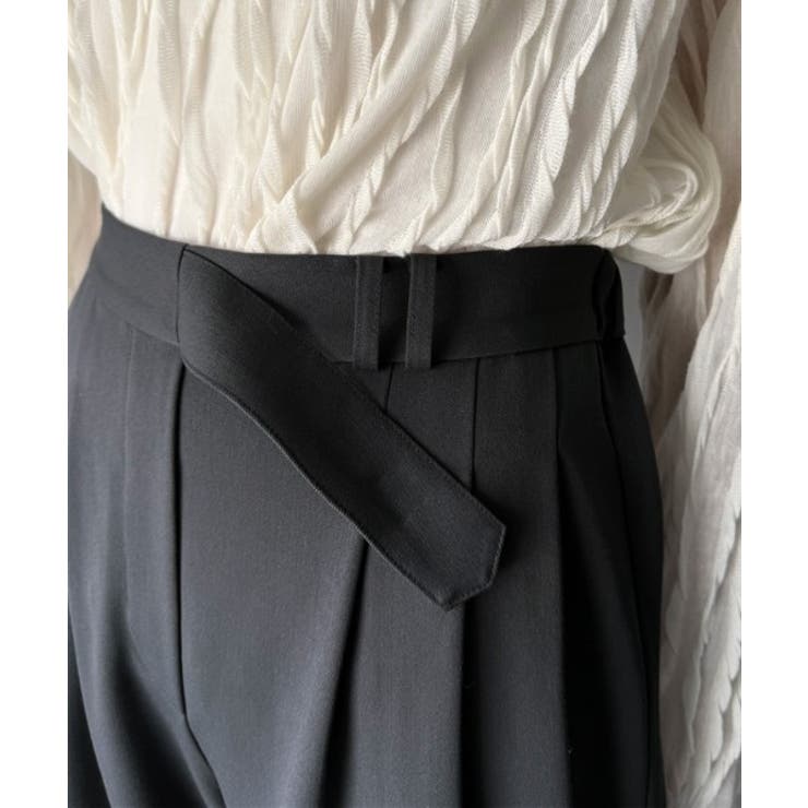 穿くだけで即キレイ見え。サイドベルトデザイン3タックストレッチスラックスパンツ | Classical Elf  | 詳細画像43 