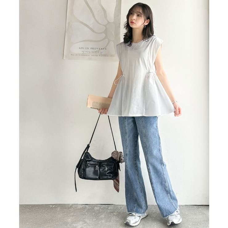 1枚でサマになるキレイめカジュアル。無地異素材ドッキングペプラムショートフレンチ… | Classical Elf  | 詳細画像6 