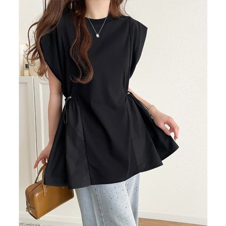 1枚でサマになるキレイめカジュアル。無地異素材ドッキングペプラムショートフレンチ… | Classical Elf  | 詳細画像8 