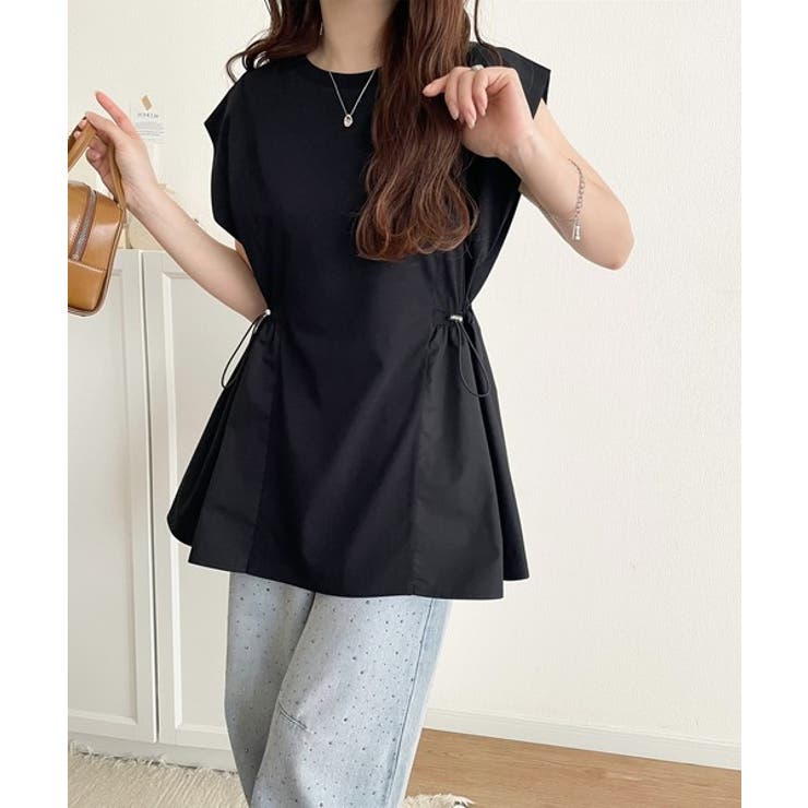 1枚でサマになるキレイめカジュアル。無地異素材ドッキングペプラムショートフレンチ… | Classical Elf  | 詳細画像15 