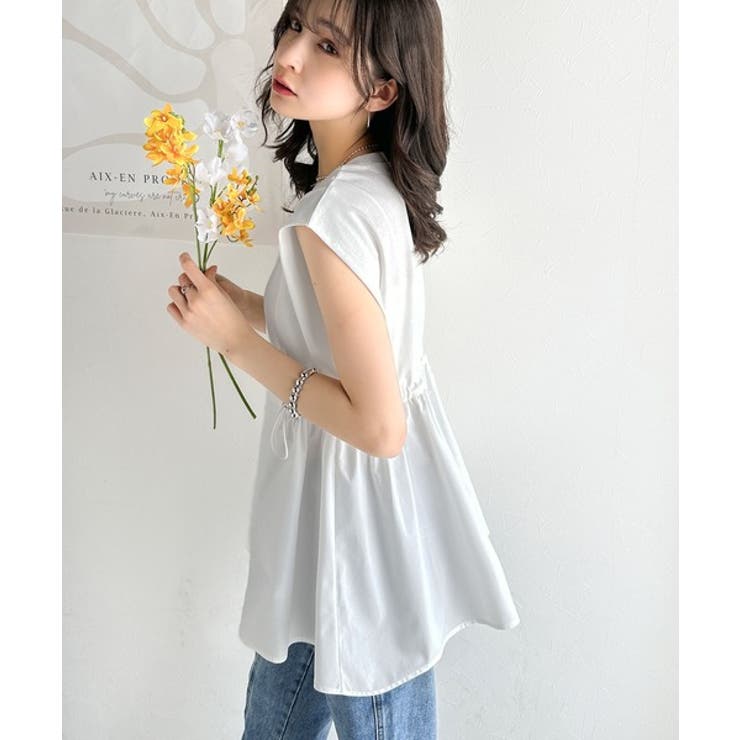 1枚でサマになるキレイめカジュアル。無地異素材ドッキングペプラムショートフレンチ… | Classical Elf  | 詳細画像2 