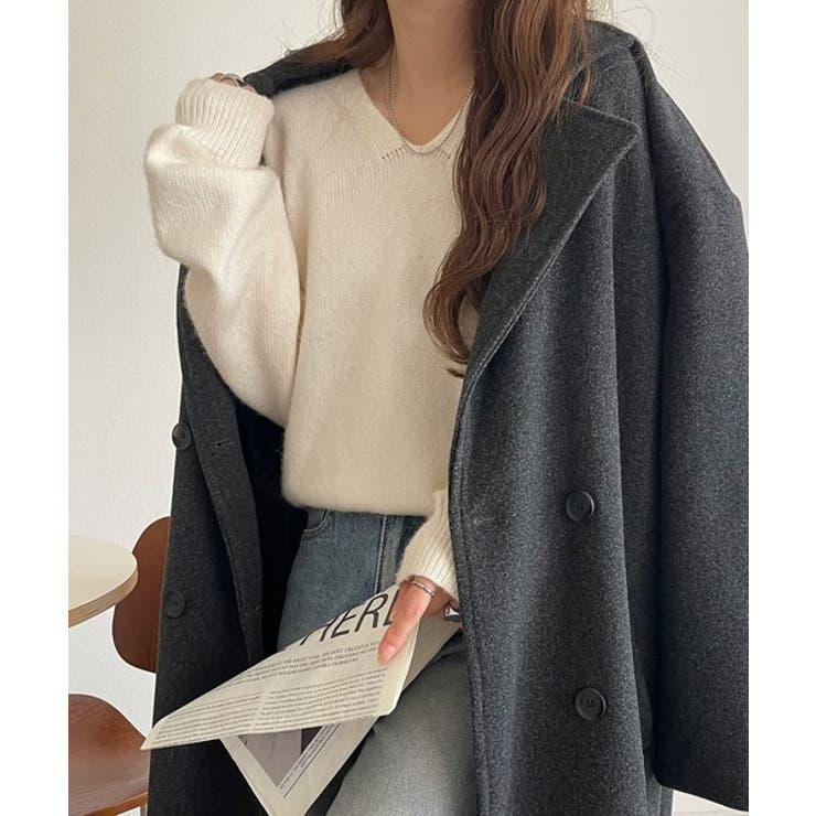 ふわっと軽やか◎メランジ調Vネックニットプルオーバー（長袖） | Classical Elf  | 詳細画像8 