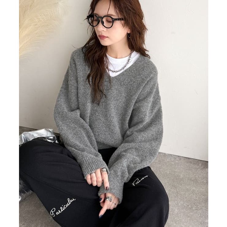 ふわっと軽やか◎メランジ調Vネックニットプルオーバー（長袖） | Classical Elf  | 詳細画像20 