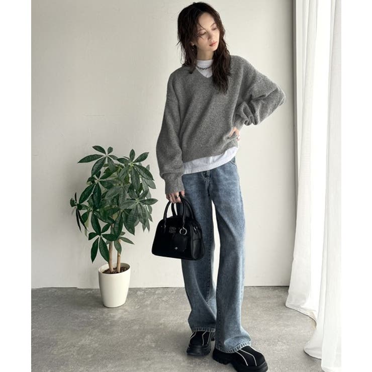 ふわっと軽やか◎メランジ調Vネックニットプルオーバー（長袖） | Classical Elf  | 詳細画像24 