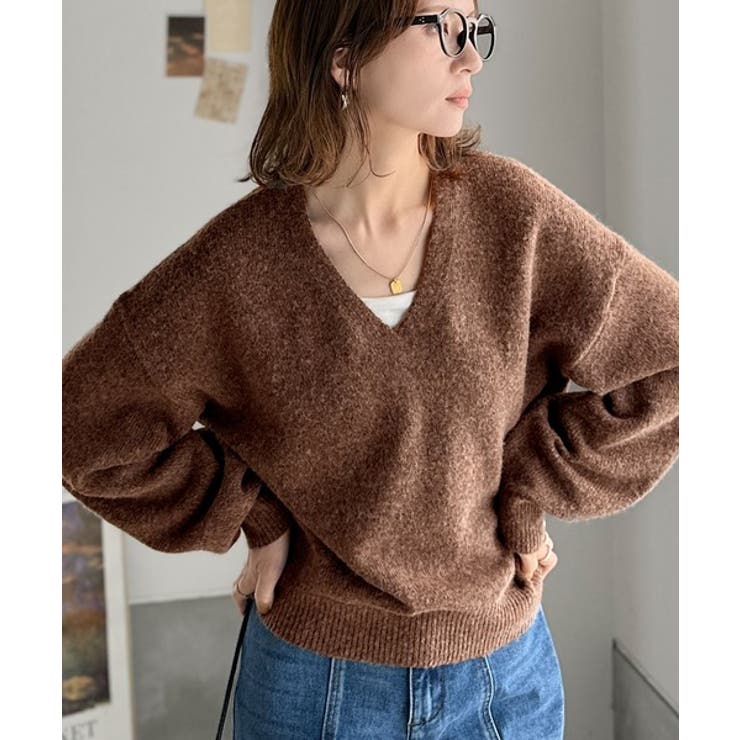 ふわっと軽やか◎メランジ調Vネックニットプルオーバー（長袖） | Classical Elf  | 詳細画像26 