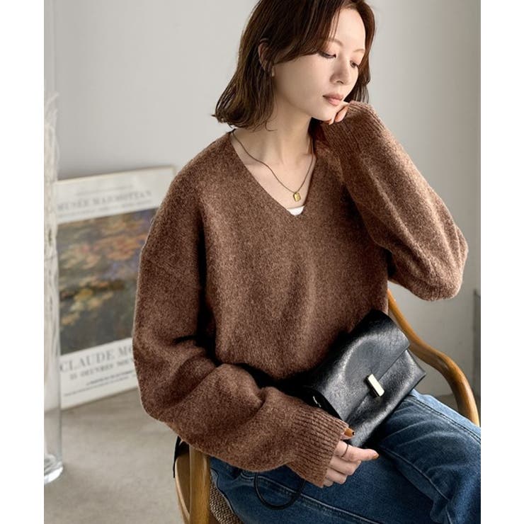 ふわっと軽やか◎メランジ調Vネックニットプルオーバー（長袖） | Classical Elf  | 詳細画像27 